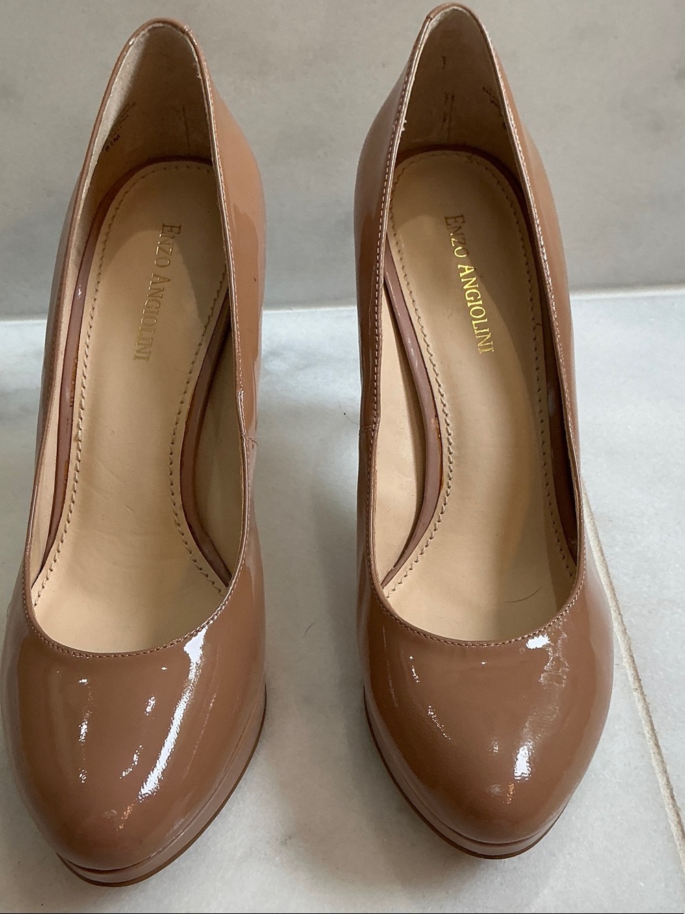 Enzo Angiolini Glossy Nude Patent Leather Pumps 8 1/2